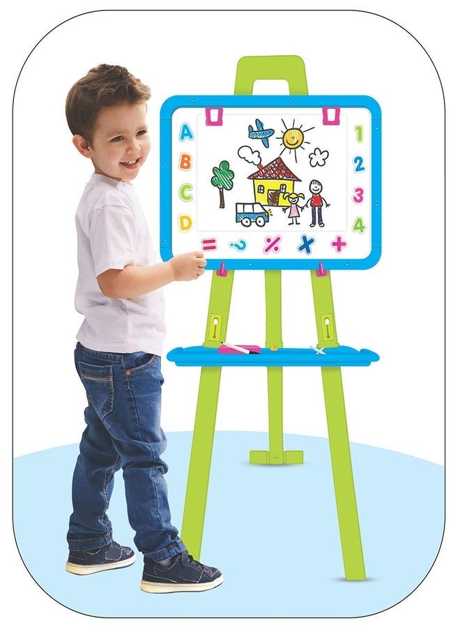 LONGMIRE Magnetic Writing Activity Board for Kids with Stand White Board Black Board for Boys Girls Board for Home Kids School with Plastic Frame Made in India (8 in 1 Easel Board) - Image 1
